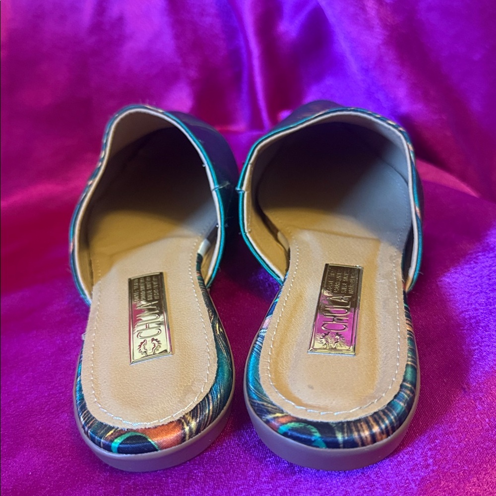 NEW Chula Peacock Feather  size 6 Women's Mules flats - Picture 4 of 6